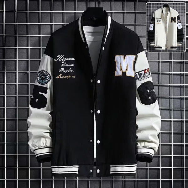 Men's Baseball Jacket Fashion Casual Letter Number Print Button-down Tops Streetwear Clothing